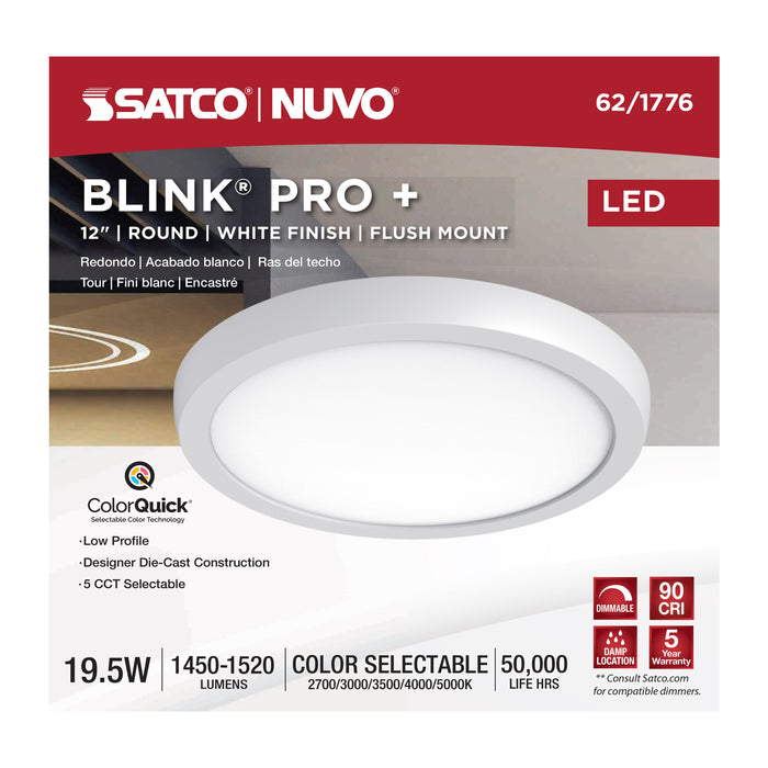 SATCO/NUVO Blink Pro - 19.5W 12 Inch Surface Mount LED CCT Selectable 2700K/3000K/3500K/4000K/5000K 90 CRI White 120/277V Round Shape (62-1776)