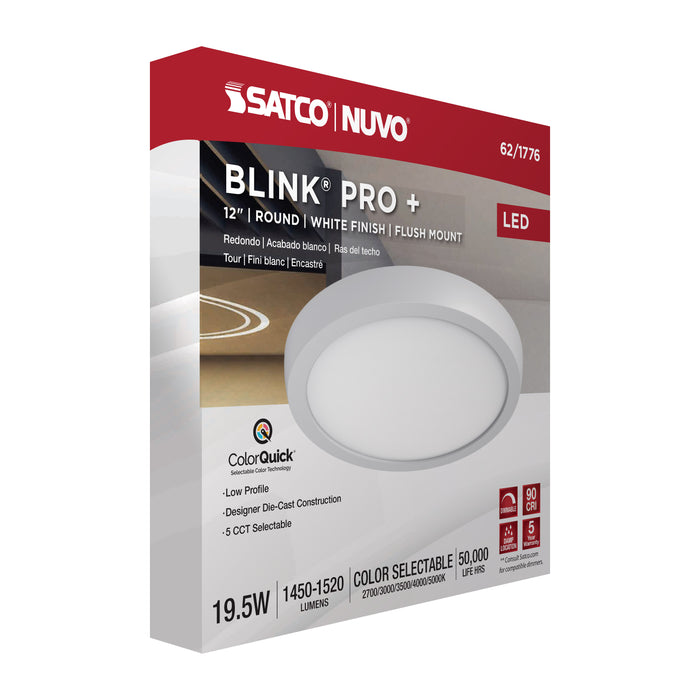 SATCO/NUVO Blink Pro - 19.5W 12 Inch Surface Mount LED CCT Selectable 2700K/3000K/3500K/4000K/5000K 90 CRI White 120/277V Round Shape (62-1776)