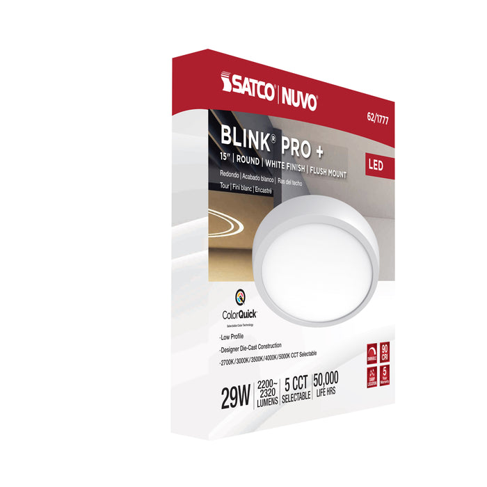 SATCO/NUVO Blink Pro - 29W 15 Inch Surface Mount LED CCT Selectable 2700K/3000K/3500K/4000K/5000K 90 CRI White 120/277V Round Shape (62-1777)