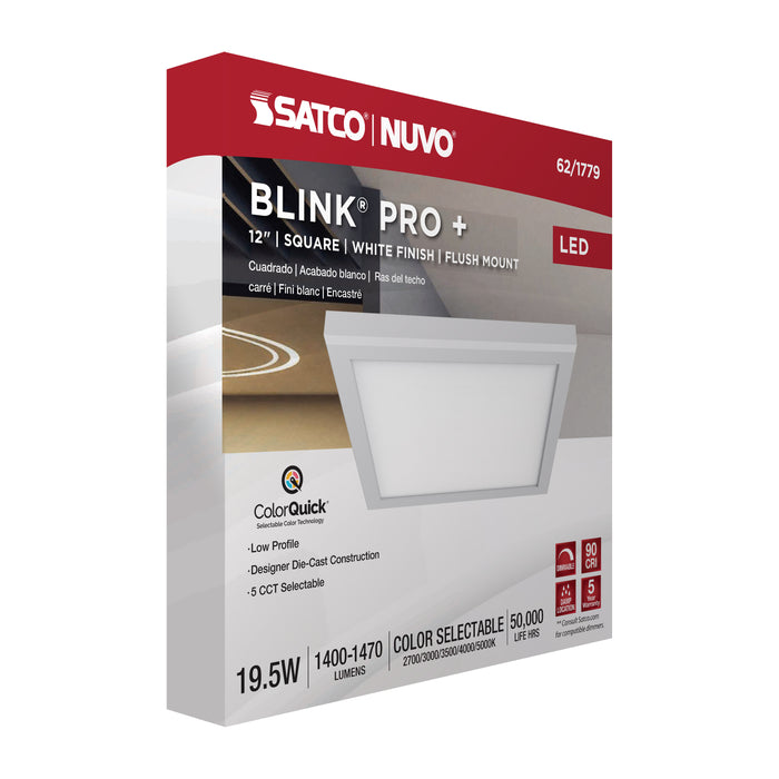 SATCO/NUVO Blink Pro - 19.5W 12 Inch Surface Mount LED CCT Selectable 2700K/3000K/3500K/4000K/5000K 90 CRI White 120/277V Square Shape (62-1779)