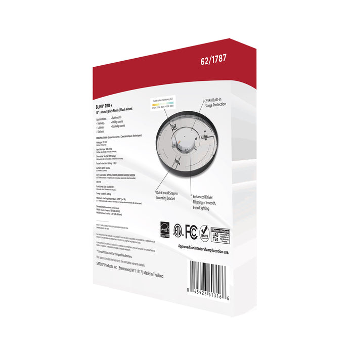 SATCO/NUVO Blink Pro - 29.5W 15 Inch Surface Mount LED CCT Selectable 2700K/3000K/3500K/4000K/5000K 90 CRI Black 120/277V Round Shape (62-1787)