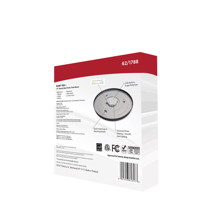 SATCO/NUVO Blink Pro - 34W 19 Inch Surface Mount LED CCT Selectable 2700K/3000K/3500K/4000K/5000K 90 CRI Black 120/277V Round Shape (62-1788)