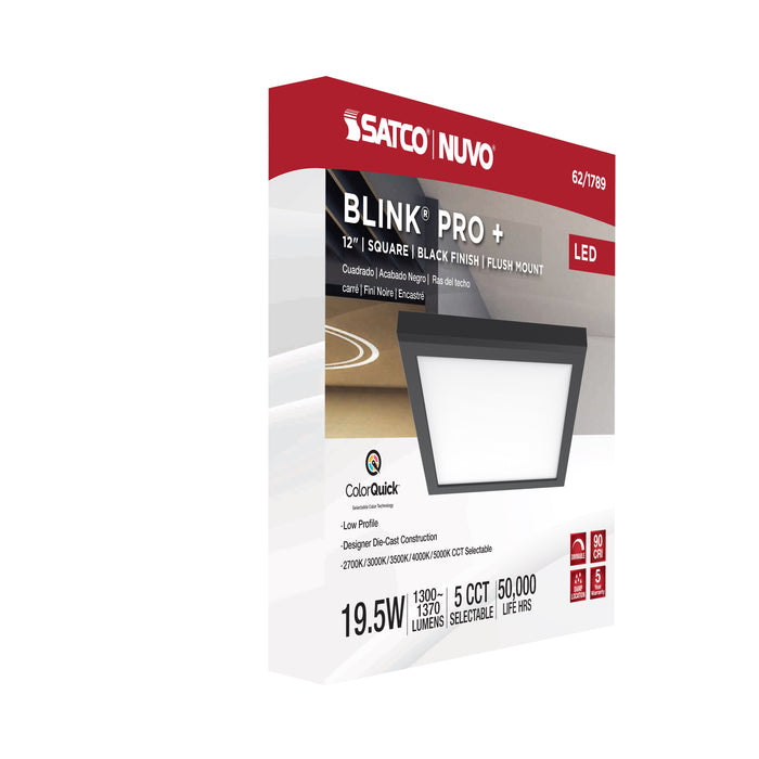SATCO/NUVO Blink Pro - 19.5W 12 Inch Surface Mount LED CCT Selectable 2700K/3000K/3500K/4000K/5000K 90 CRI Black 120/277V Square Shape (62-1789)