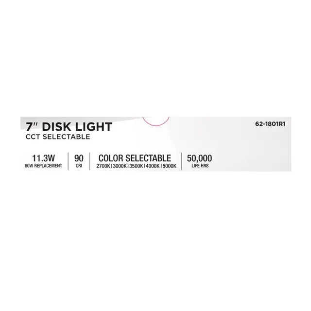 SATCO/NUVO 7 Inch LED Disk Light CCT Selectable 2700K/3000K/3500K/4000K/5000K White Finish (62-1801R1)