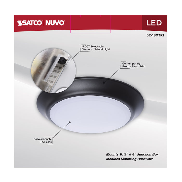SATCO/NUVO 7 Inch LED Disk Light CCT Selectable 2700K/3000K/3500K/4000K/5000K Bronze Finish (62-1803R1)