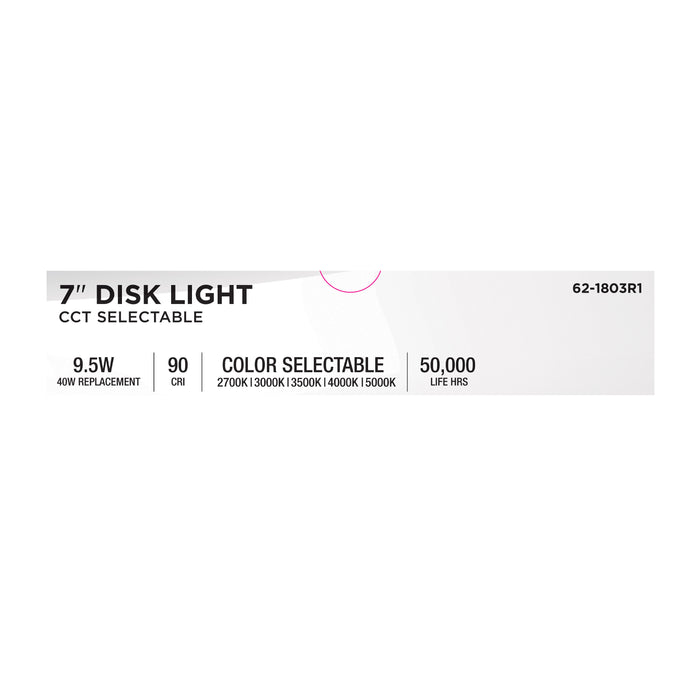 SATCO/NUVO 7 Inch LED Disk Light CCT Selectable 2700K/3000K/3500K/4000K/5000K Bronze Finish (62-1803R1)