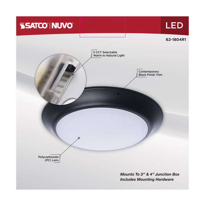 SATCO/NUVO 7 Inch LED Disk Light CCT Selectable 2700K/3000K/3500K/4000K/5000K Black Finish (62-1804R1)