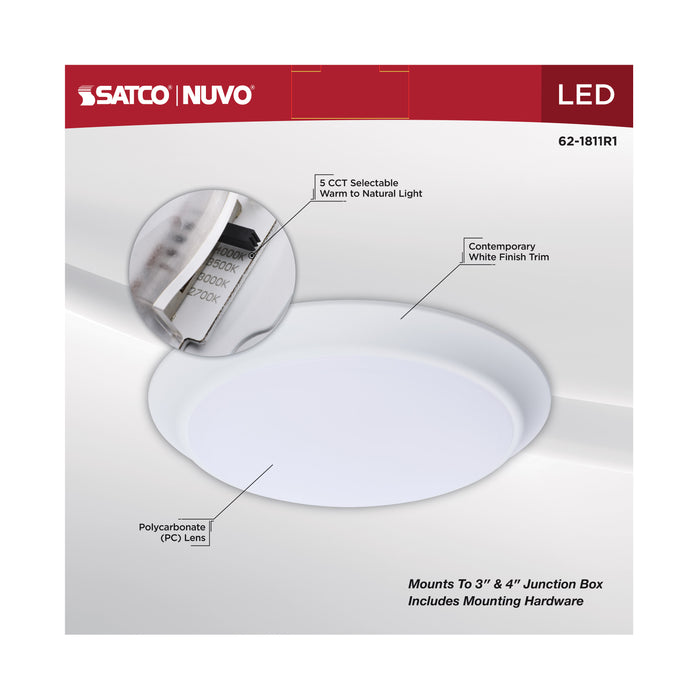 SATCO/NUVO 10 Inch LED Disk Light CCT Selectable 2700K/3000K/3500K/4000K/5000K White Finish (62-1811R1)