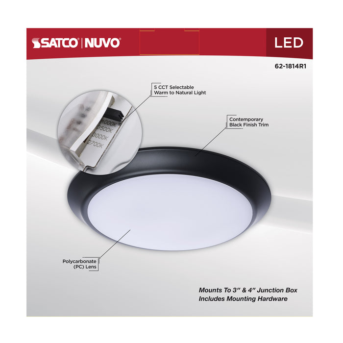 SATCO/NUVO 10 Inch LED Disk Light CCT Selectable 2700K/3000K/3500K/4000K/5000K Black Finish (62-1814R1)