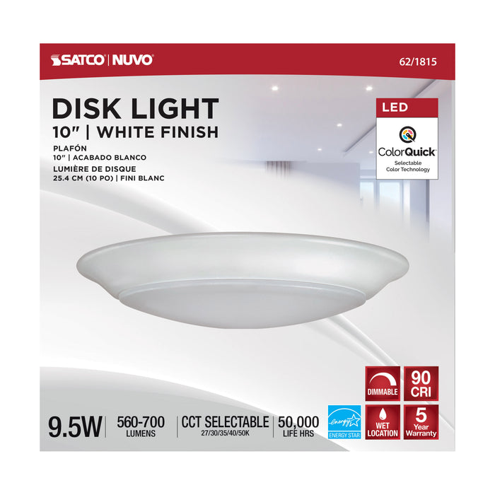 SATCO/NUVO 9.5W 10 Inch LED Disk Light White Finish CCT Selectable (62-1815)