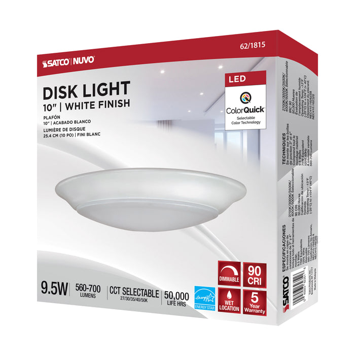SATCO/NUVO 9.5W 10 Inch LED Disk Light White Finish CCT Selectable (62-1815)