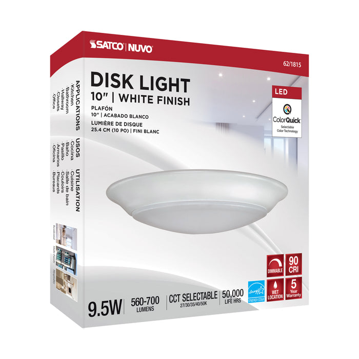 SATCO/NUVO 9.5W 10 Inch LED Disk Light White Finish CCT Selectable (62-1815)