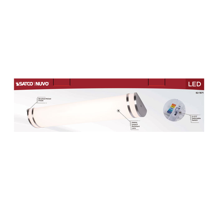 SATCO/NUVO Glamour LED 25 Inch Vanity CCT Selectable 2700K/3000K/3500K/4000K/5000K Brushed Nickel Finish (62-1871)