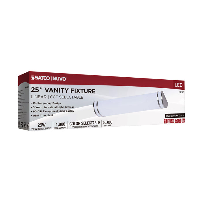 SATCO/NUVO Glamour LED 25 Inch Vanity CCT Selectable 2700K/3000K/3500K/4000K/5000K Brushed Nickel Finish (62-1871)