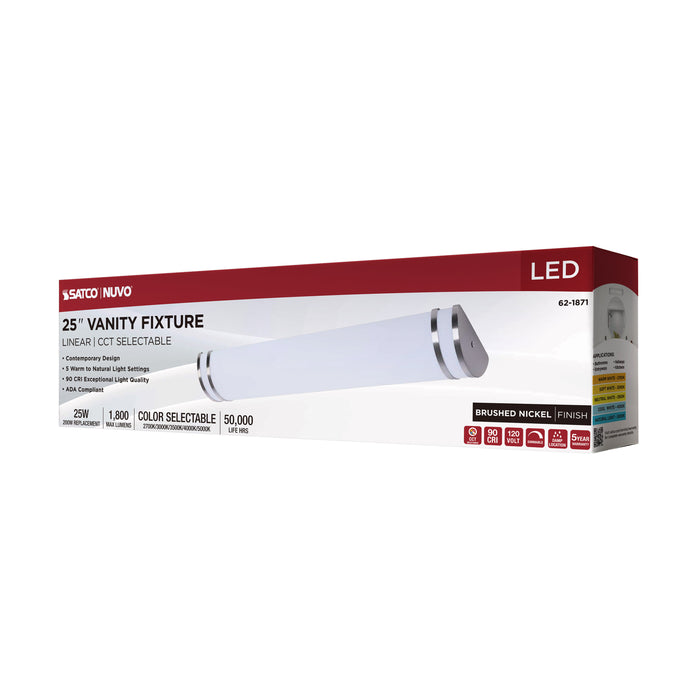 SATCO/NUVO Glamour LED 25 Inch Vanity CCT Selectable 2700K/3000K/3500K/4000K/5000K Brushed Nickel Finish (62-1871)
