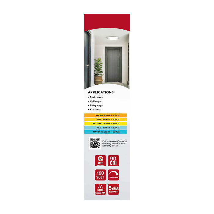 SATCO/NUVO Glamour LED 10 Inch Flush Mount CCT Selectable 2700K/3000K/3500K/4000K/5000K Brushed Nickel Finish (62-1875)