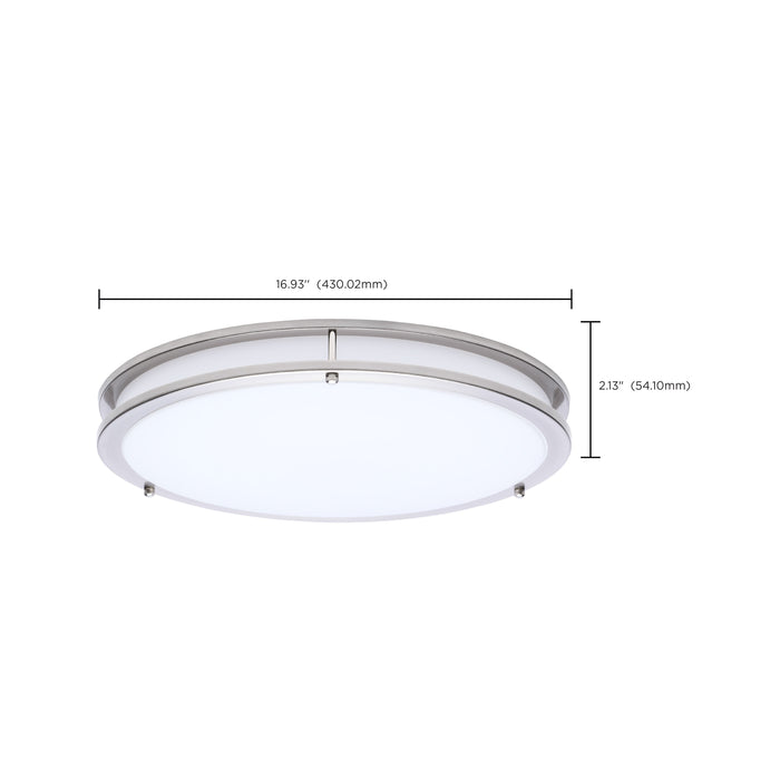SATCO/NUVO Glamour LED 17 Inch Flush Mount CCT Selectable 2700K/3000K/3500K/4000K/5000K Brushed Nickel Finish (62-1877)