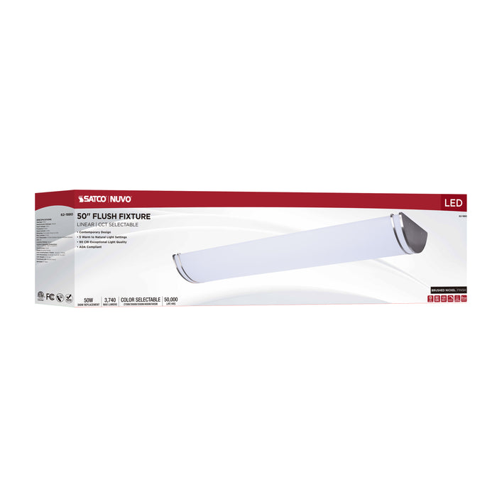 SATCO/NUVO Glamour LED 50 Inch Linear Flush Mount CCT Selectable 2700K/3000K/3500K/4000K/5000K Brushed Nickel Finish (62-1880)