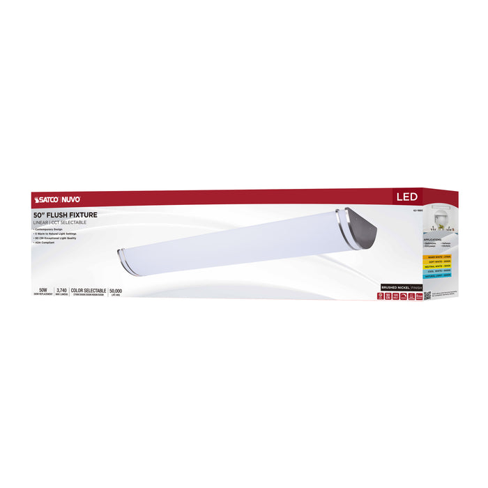 SATCO/NUVO Glamour LED 50 Inch Linear Flush Mount CCT Selectable 2700K/3000K/3500K/4000K/5000K Brushed Nickel Finish (62-1880)