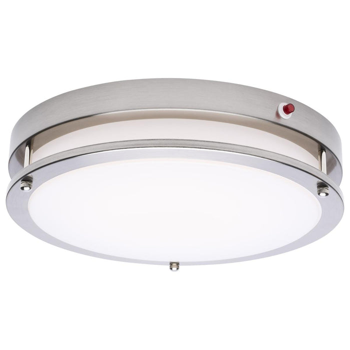 SATCO/NUVO Glamour 13 Inch 25W LED Flush Mount CCT Selectable 2700K/3000K/3500K/4000K/5000K 120V 90 CRI Emergency Battery Brushed Nickel Finish (62-1890)