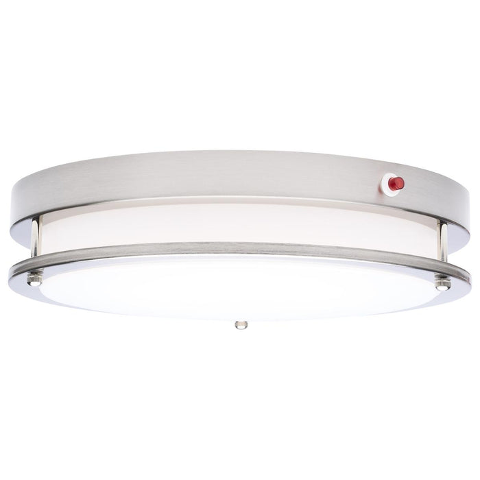 SATCO/NUVO Glamour 13 Inch 25W LED Flush Mount CCT Selectable 2700K/3000K/3500K/4000K/5000K 120V 90 CRI Emergency Battery Brushed Nickel Finish (62-1890)