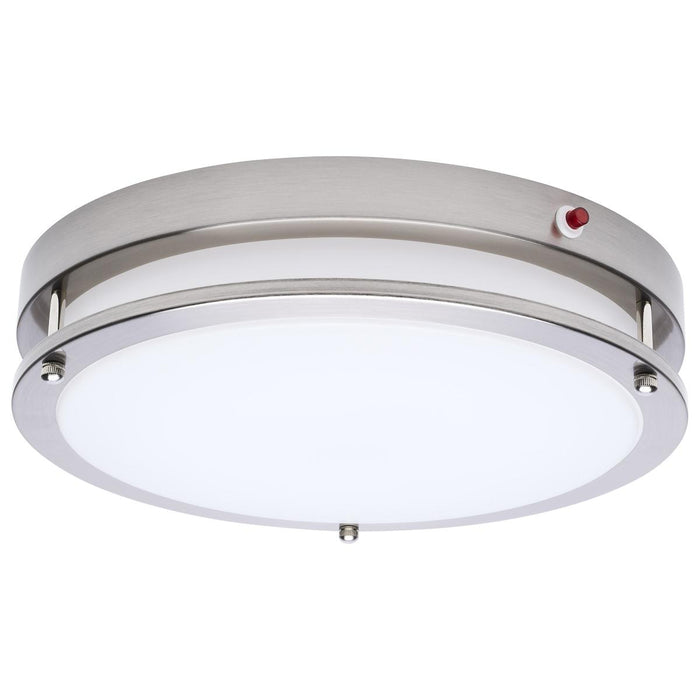SATCO/NUVO Glamour 13 Inch 25W LED Flush Mount CCT Selectable 2700K/3000K/3500K/4000K/5000K 120V 90 CRI Emergency Battery Brushed Nickel Finish (62-1890)