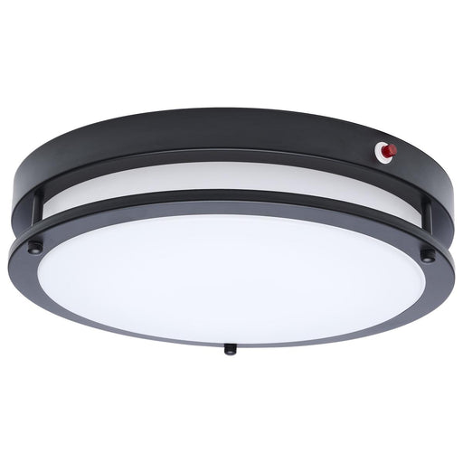 SATCO/NUVO Glamour 13 Inch 25W LED Flush Mount CCT Selectable 2700K/3000K/3500K/4000K/5000K 120V 90 CRI Emergency Battery Black Finish (62-1891)