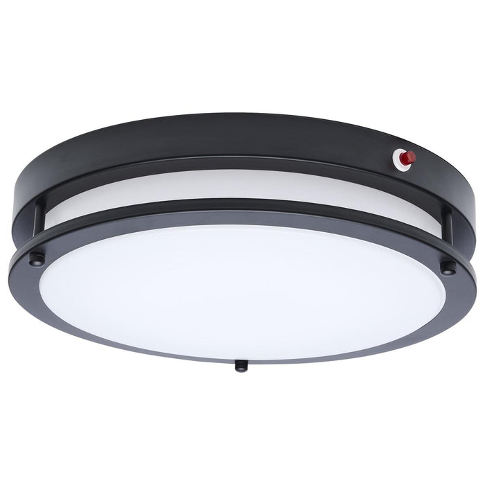 SATCO/NUVO Glamour 13 Inch 25W LED Flush Mount CCT Selectable 2700K/3000K/3500K/4000K/5000K 120V 90 CRI Emergency Battery Black Finish (62-1891)
