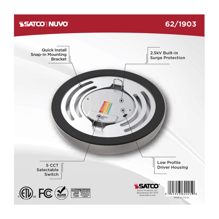 SATCO/NUVO Blink Performer - 8W LED 5 Inch Round Fixture Brushed Nickel Finish 5 CCT Selectable (62-1903)