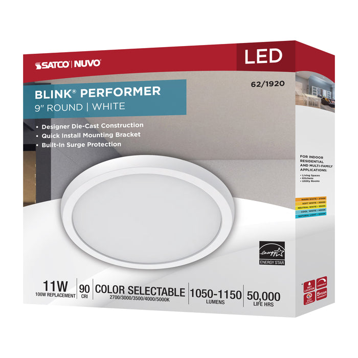 SATCO/NUVO Blink Performer - 11W LED 9 Inch Round Fixture White Finish 5 CCT Selectable (62-1920)