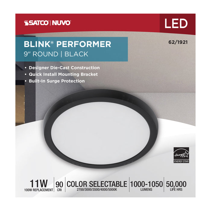 SATCO/NUVO Blink Performer - 11W LED 9 Inch Round Fixture Black Finish 5 CCT Selectable (62-1921)