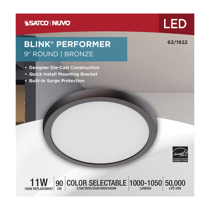 SATCO/NUVO Blink Performer - 11W LED 9 Inch Round Fixture Bronze Finish 5 CCT Selectable (62-1922)