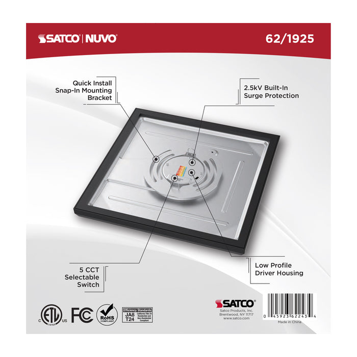 SATCO/NUVO Blink Performer - 11W LED 9 Inch Square Fixture Black Finish 5 CCT Selectable (62-1925)