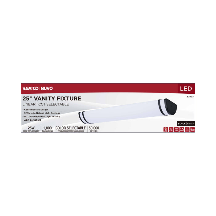 SATCO/NUVO Glamour LED 25 Inch Vanity CCT Selectable 2700K/3000K/3500K/4000K/5000K Black Finish (62-1971)