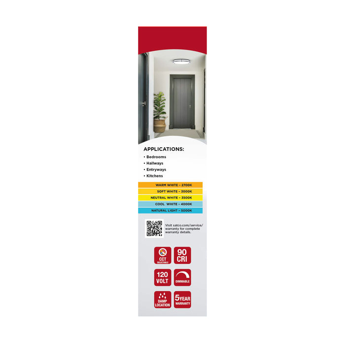 SATCO/NUVO Glamour LED 10 Inch Flush Mount CCT Selectable 2700K/3000K/3500K/4000K/5000K Black Finish (62-1975)