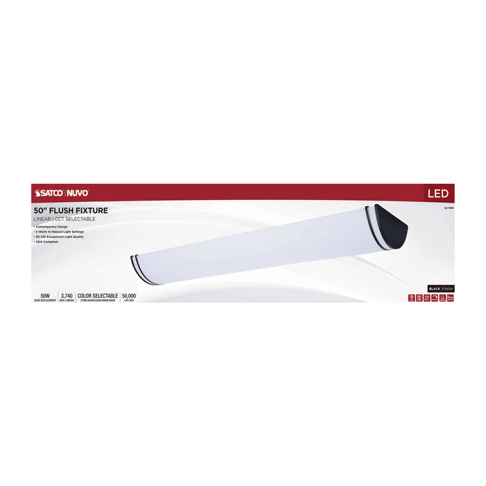 SATCO/NUVO Glamour LED 50 Inch Linear Flush Mount CCT Selectable 2700K/3000K/3500K/4000K/5000K Black Finish (62-1980)
