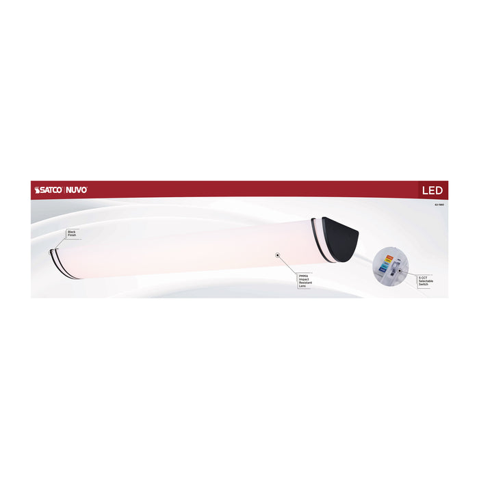 SATCO/NUVO Glamour LED 50 Inch Linear Flush Mount CCT Selectable 2700K/3000K/3500K/4000K/5000K Black Finish (62-1980)