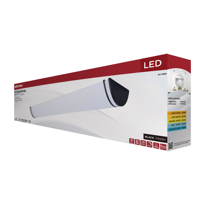 SATCO/NUVO Glamour LED 50 Inch Linear Flush Mount CCT Selectable 2700K/3000K/3500K/4000K/5000K Black Finish (62-1980)