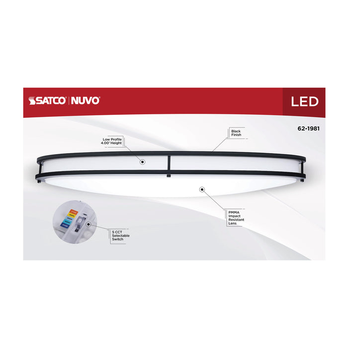 SATCO/NUVO Glamour LED 32 Inch Oval Flush Mount CCT Selectable 2700K/3000K/3500K/4000K/5000K Black Finish (62-1981)
