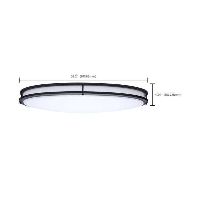 SATCO/NUVO Glamour LED 32 Inch Oval Flush Mount CCT Selectable 2700K/3000K/3500K/4000K/5000K Black Finish (62-1981)