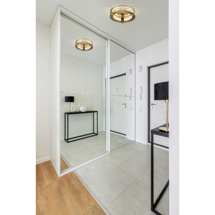 SATCO/NUVO Darrow 13 Inch LED Flush Mount Vintage Brass Acrylic Panels (62-2012)
