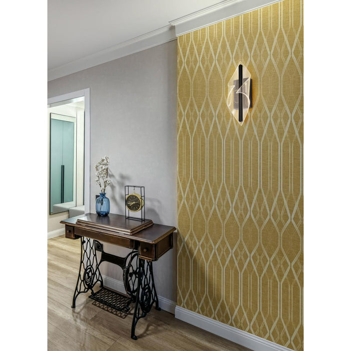 SATCO/NUVO Geneva 18 Inch LED Small Wall Sconce Matte Black Etched Acrylic Lens (62-2021)