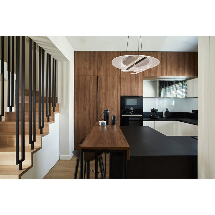 SATCO/NUVO Geneva 18 Inch LED Pendant Matte Black Etched Acrylic Lens (62-2025)