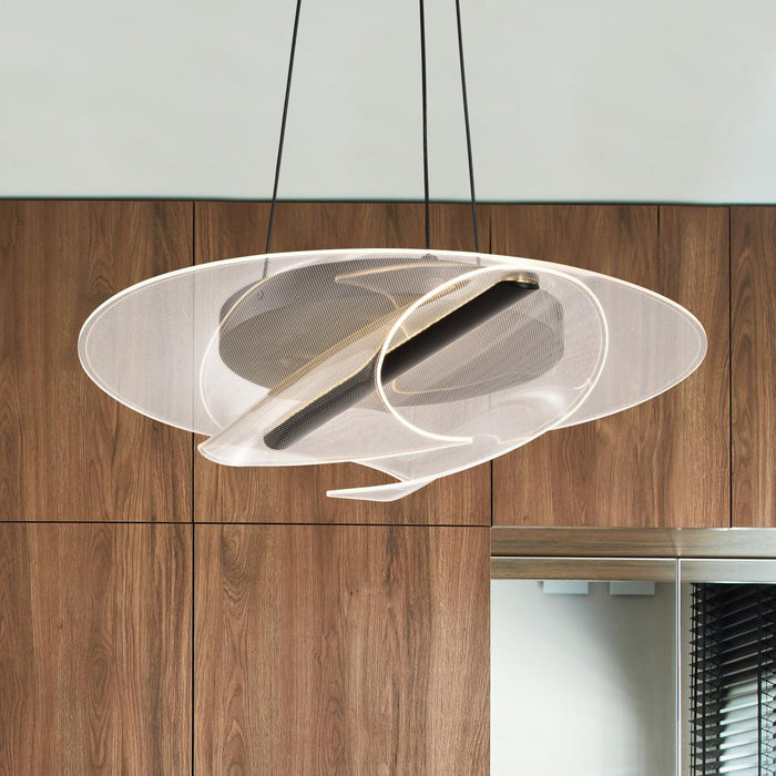 SATCO/NUVO Geneva 18 Inch LED Pendant Matte Black Etched Acrylic Lens (62-2025)