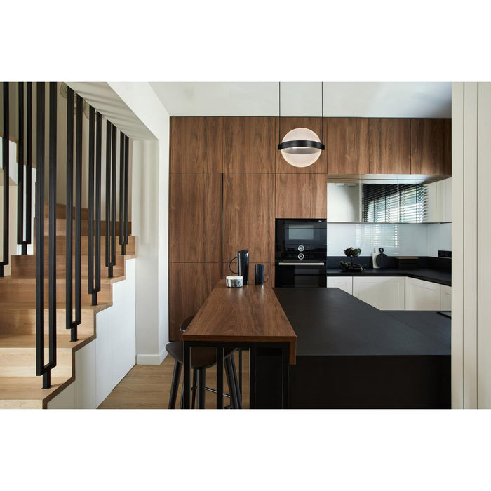 SATCO/NUVO Arvada 8 Inch LED Pendant Matte Black Etched Acrylic Lens (62-2031)