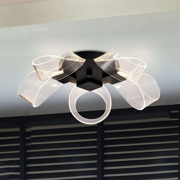 SATCO/NUVO Barnett 21 Inch LED Flush Mount Matte Black Etched Acrylic Lens (62-2035)
