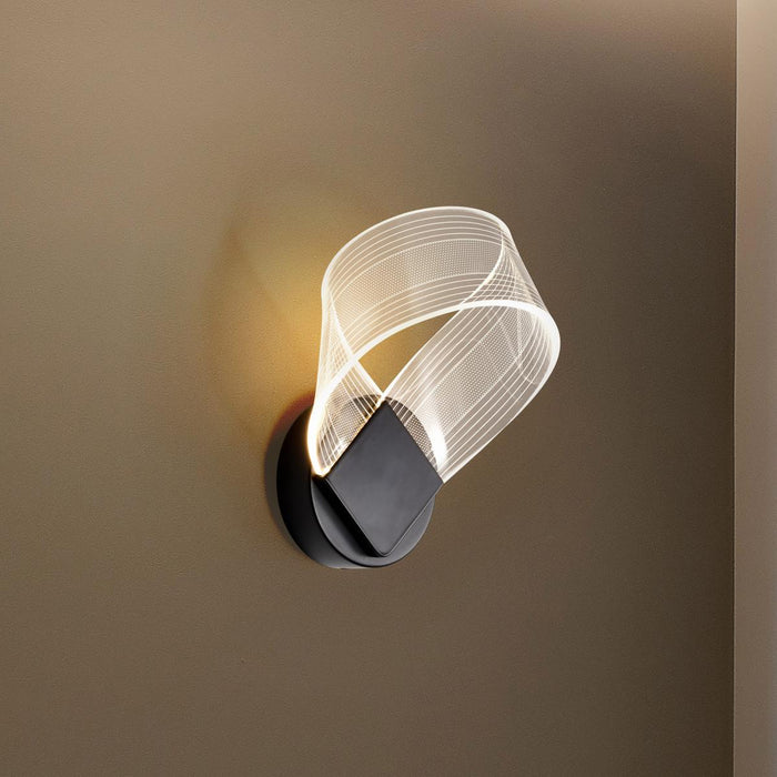 SATCO/NUVO Barnett 8 Inch LED Wall Sconce Matte Black Etched Acrylic Lens (62-2037)
