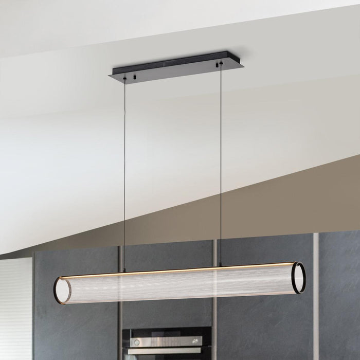 SATCO/NUVO Vale 43 Inch LED Island Pendant Matte Black Etched Acrylic Lens (62-2041)