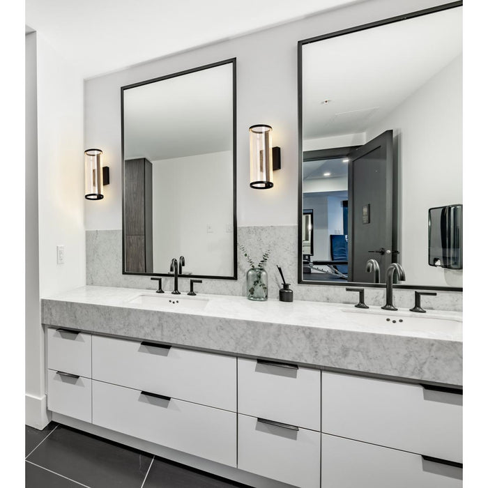 SATCO/NUVO Vale 5 Inch LED Sconce Matte Black Etched Acrylic Lens (62-2042)