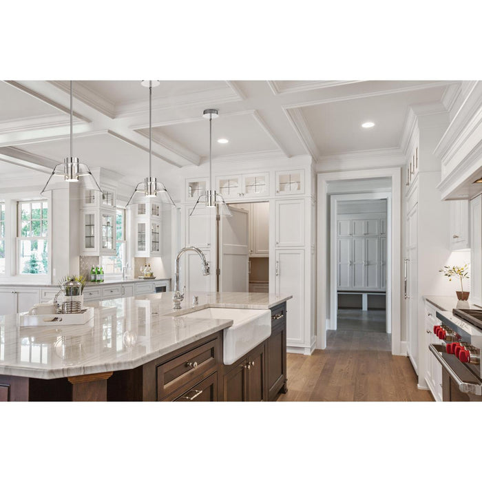 SATCO/NUVO Edmond 14 Inch LED Pendant Polished Nickel With Clear Glass (62-2051)